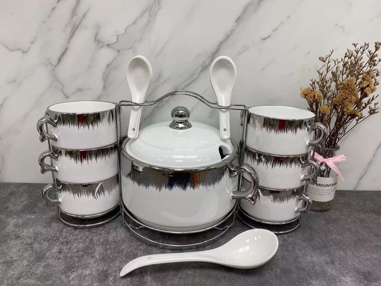 银边汤锅叠杯套具实拍